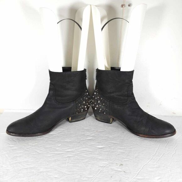 ZADIG & VOLTAIRE Women’s EU40 US 9-9,5 Black Leather Studded Ankle Boots - Picture 5 of 12